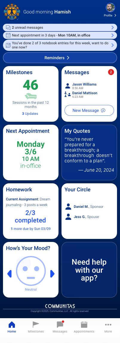 Communitas Patients' Mobile App